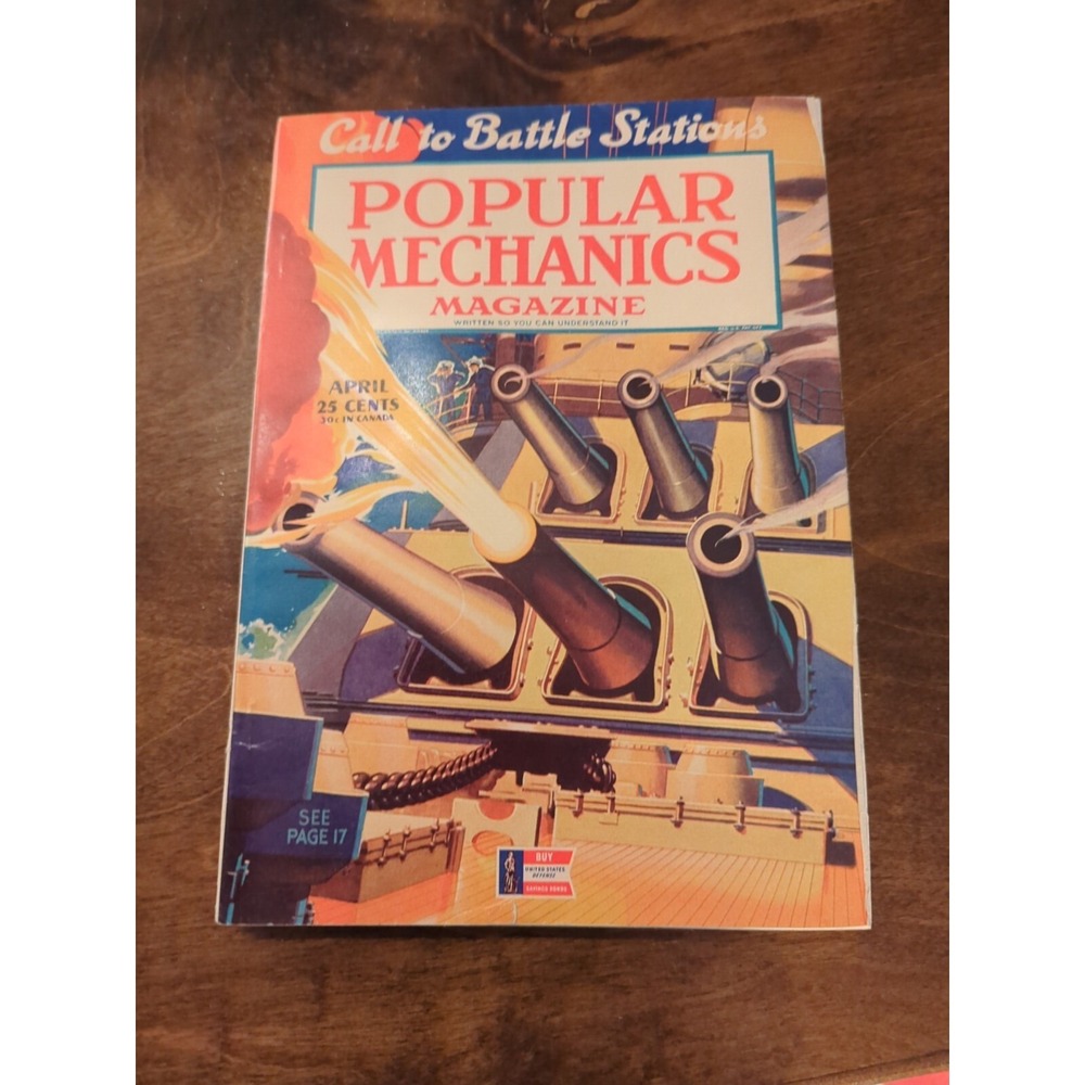 P2 vintage popular mechanics magazine April 1942 Call battle stations US savings